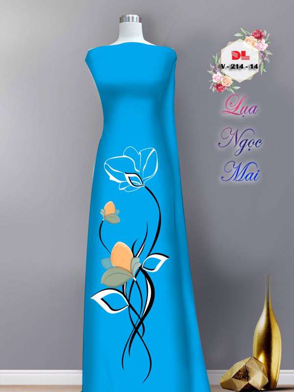 Vải Áo Dài Hoa In 3D AD DLV214 10